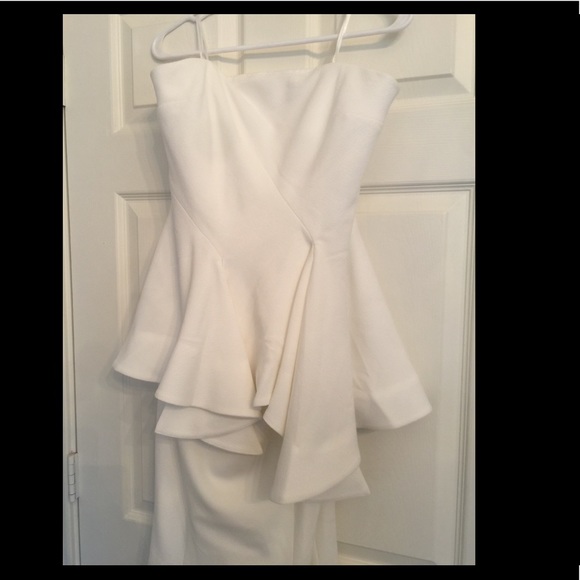 White maxi trumpet strapless dress - Picture 6 of 7